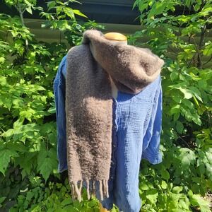 Wilfred Free‎ Women's Brown Mohair Blend Fringe Scarf Warm Cozy Accessory